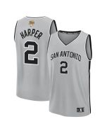 Men's San Antonio Spurs #2 Dylan Harper Silver 2026 NBA Finals Patch Fast Break Statement Edition Jersey (Silver)