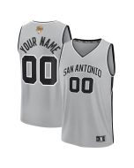 Men's San Antonio Spurs Silver 2026 NBA Finals Patch Fast Break Statement Edition Custom Jersey