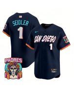 Men's San Diego Padres #1 Peter Seidler Navy 2026 City Connect Stitched Jersey-Button Up