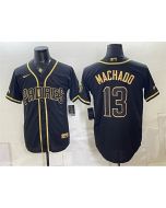 Men's San Diego Padres #13 Manny Machado Black Gold With Patch Stitched Baseball Jersey (Black Gold)