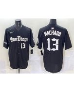 Men's San Diego Padres #13 Manny Machado Black Gothic Edition Vapor Limited Stitched Baseball Jersey