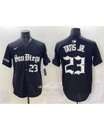 Men's San Diego Padres #23 Fernando Tatis Jr. Black Gothic Edition Vapor Limited Stitched Baseball Jersey (Black)