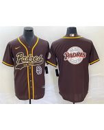 Men's San Diego Padres Brown Team Big Logo in Back Cool Base With Patch Stitched Baseball Jersey