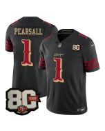 Men's San Francisco 49ers #1 Ricky Pearsall Black 80 Anniversary Rivalries Collection Vapor F.U.S.E. Limited Jersey