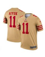 Men's San Francisco 49ers #11 Brandon Aiyuk 2022 New Gold Inverted Legend Stitched Football Jersey