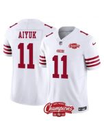 Men's San Francisco 49ers #11 Brandon Aiyuk White 2023 F.U.S.E. NFC West Champions Patch Stitched Football Jersey