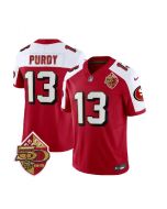Men's San Francisco 49ers #13 Brock Purdy Red/White 2023 F.U.S.E. 50th Patch Throwback Stitched Football Jersey