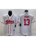 Men's San Francisco 49ers #13 Brock Purdy White With Patch Cool Base Stitched Baseball Jersey (White)