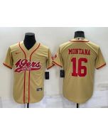 Men's San Francisco 49ers #16 Joe Montana Gold Cool Base Stitched Baseball Jersey