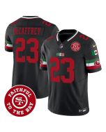 Men's San Francisco 49ers #23 Christian McCaffrey Black Mexico Faithful To The Bay Patch Vapor F.U.S.E. Limited Jersey (Black)