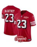 Men's San Francisco 49ers #23 Christian McCaffrey Red 2023 F.U.S.E. NFC West Champions Patch Alternate Stitched Football Jersey