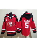 Men's San Francisco 49ers #5 Trey Lance Red All Stitched Sweatshirt Hoodie
