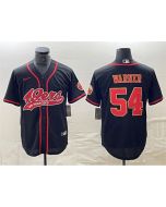 Men's San Francisco 49ers #54 Fred Warner Black With Patch Cool Base Stitched Baseball Jersey