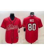 Men's San Francisco 49ers #80 Jerry Rice New Red With Patch Cool Base Stitched Baseball Jersey