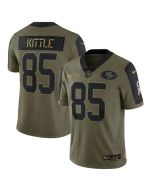 Men's San Francisco 49ers #85 George Kittle 2021 Olive Salute To Service Limited Stitched Jersey