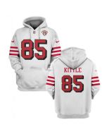 Men's San Francisco 49ers #85 George Kittle 2021 White 75th Anniversary Pullover Hoodie