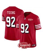 Men's San Francisco 49ers #92 Chase Young Red 2023 F.U.S.E. NFC West Champions Patch Alternate Stitched Football Jersey