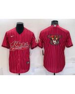 Men's San Francisco 49ers Red Team Big Logo With Patch Cool Base Stitched Baseball Jersey