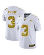 Men's Seattle Seahawks #3 Russell Wilson 2020 White Leopard Print Fashion Limited Stitched Jersey