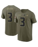 Men's Seattle Seahawks #3 Russell Wilson 2021 Olive Salute To Service Legend Performance T-Shirt