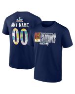 Men's Seattle Seahawks College Navy Super Bowl LX Custom Name & Number T-Shirt
