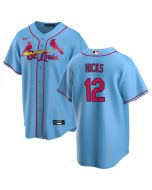 Men's St. Louis Cardinals #12 Jordan Hicks Blue Cool Base Stitched Jersey