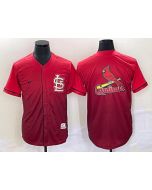 Men's St. Louis Cardinals Red Big Team Logo in Back Cool Base Drift Edition Stitched Jersey
