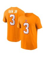 Men's Tampa Bay Buccaneers #3 Rueben Bain Jr. Orange 2026 NFL Draft Name & Number T-Shirt