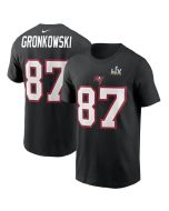 Men's Tampa Bay Buccaneers #87 Rob Gronkowski Black Super Bowl LV NFL T-Shirt