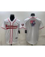 Men's Tampa Bay Buccaneers White Team Big Logo With Patch Cool Base Stitched Baseball Jersey