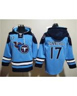 Men's Tennessee Titans #17 Ryan Tannehill Blue Lace-Up Pullover Hoodie