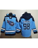 Men's Tennessee Titans #98 Jeffery Simmons Blue Lace-Up Pullover Hoodie