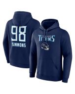 Men's Tennessee Titans #98 Jeffery Simmons Navy Team Wordmark Name & Number Pullover Hoodie