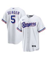 Men's Texas Rangers #5 Corey Seager White Cool Base Stitched Baseball Jersey (White)