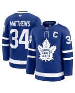 Men's Toronto Maple Leafs #34 Auston Matthews Blue Captain Patch Home Premium Jersey
