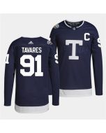 Men's Toronto Maple Leafs #91 John Tavares 2022 Heritage Classic Navy Stitched Jersey