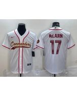 Men's Washington Commanders #17 Terry McLaurin White With Patch Cool Base Stitched Baseball Jersey