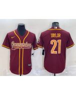 Men's Washington Commanders #21 Sean Taylor Burgundy With Patch Cool Base Stitched Baseball Jersey