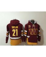 Men's Washington Commanders #21 Sean Taylor Yellow/Burgundy Lace-Up Pullover Hoodie