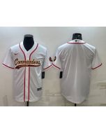 Men's Washington Commanders Blank White With Patch Cool Base Stitched Baseball Jersey