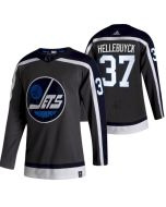 Men's Winnipeg Jets #37 Connor Hellebuyck 2021 Grey Reverse Retro Stitched Jersey