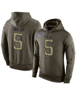 NFL Men's Buffalo Bills #5 Tyrod Taylor Stitched Green Olive Salute To Service KO Performance Hoodie