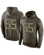 NFL Men's Buffalo Bills #55 Jerry Hughes Stitched Green Olive Salute To Service KO Performance Hoodie