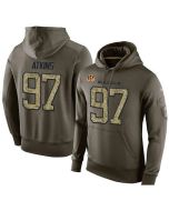 NFL Men's Cincinnati Bengals #97 Geno Atkins Stitched Green Olive Salute To Service KO Performance Hoodie