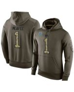 NFL Men's Indianapolis Colts #1 Pat McAfee Stitched Green Olive Salute To Service KO Performance Hoodie
