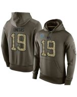 NFL Men's Indianapolis Colts #19 Johnny Unitas Stitched Green Olive Salute To Service KO Performance Hoodie