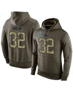 NFL Men's Indianapolis Colts #32 T.J. Green Stitched Green Olive Salute To Service KO Performance Hoodie