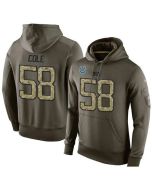 NFL Men's Indianapolis Colts #58 Trent Cole Stitched Green Olive Salute To Service KO Performance Hoodie