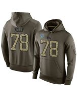 NFL Men's Indianapolis Colts #78 Ryan Kelly Stitched Green Olive Salute To Service KO Performance Hoodie