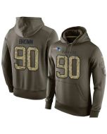 NFL Men's New England Patriots #90 Malcom Brown Stitched Green Olive Salute To Service KO Performance Hoodie